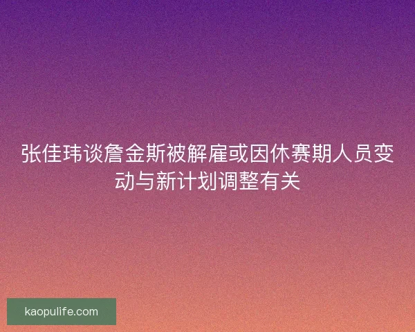 张佳玮谈詹金斯被解雇或因休赛期人员变动与新计划调整有关 张佳玮谈詹金斯被解雇或因休赛期人员变动与新计划调整有关