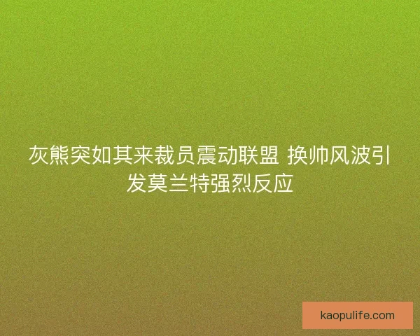 灰熊突如其来裁员震动联盟 换帅风波引发莫兰特强烈反应