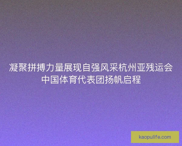 凝聚拼搏力量展现自强风采杭州亚残运会中国体育代表团扬帆启程