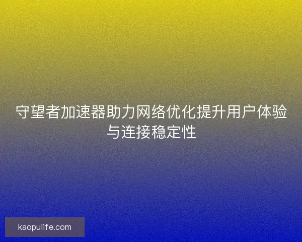 守望者加速器助力网络优化提升用户体验与连接稳定性
