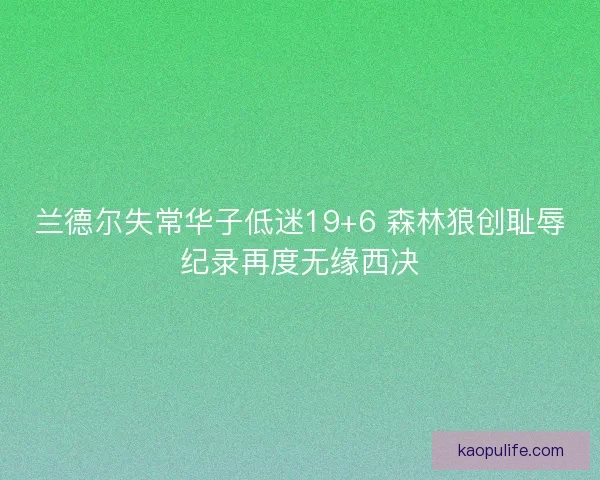 兰德尔失常华子低迷19+6 森林狼创耻辱纪录再度无缘西决 兰德尔失常华子低迷19+6 森林狼创耻辱纪录再度无缘西决