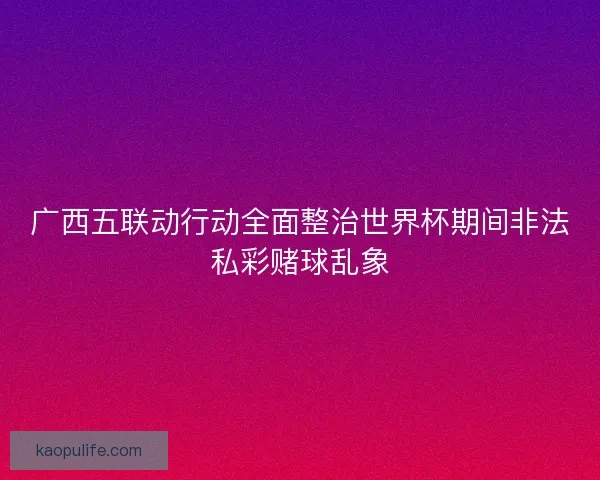 广西五联动行动全面整治世界杯期间非法私彩赌球乱象 广西五联动行动全面整治世界杯期间非法私彩赌球乱象